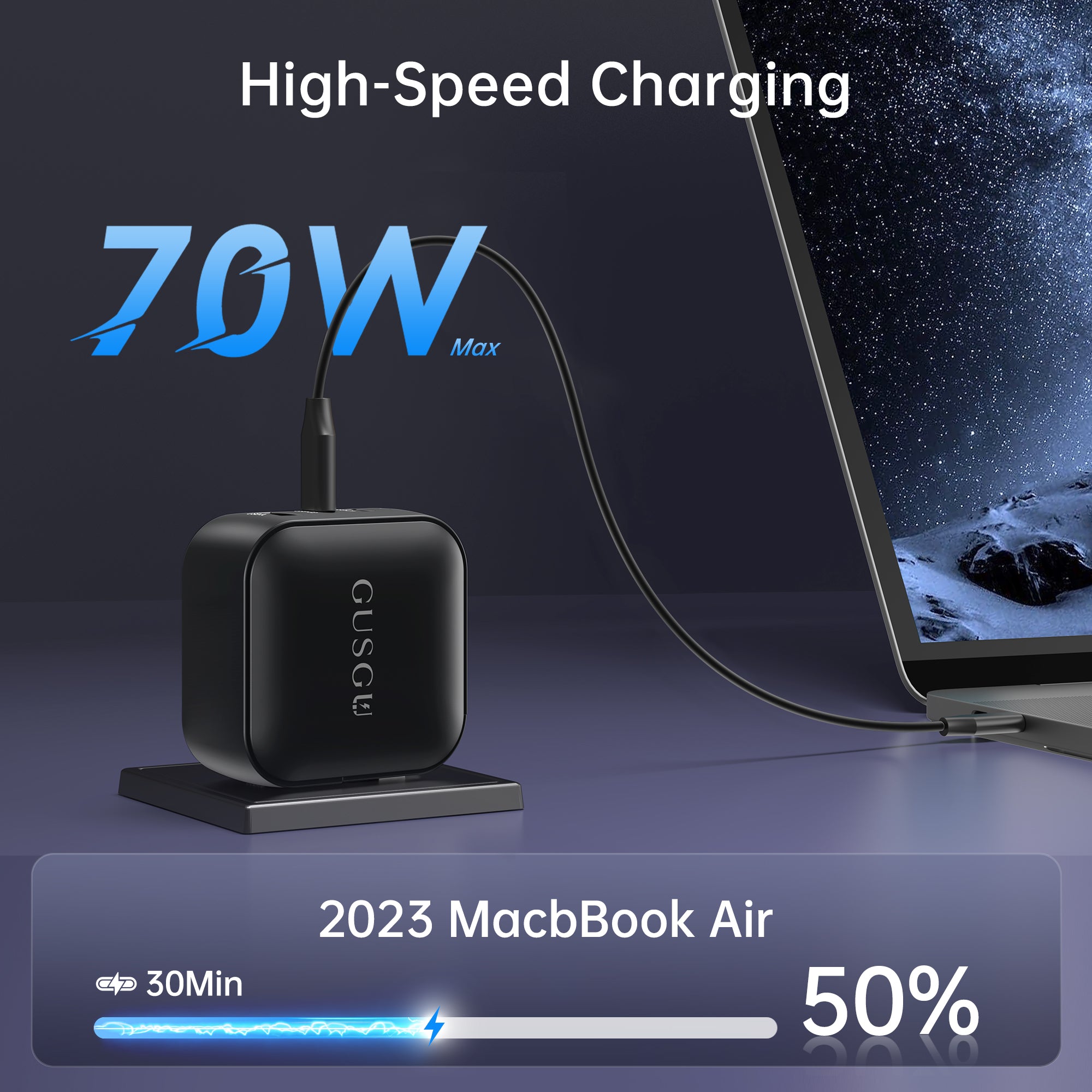 GUSGU A70 70W GaN Wall Charger