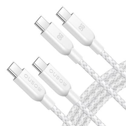 GUSGU USB C to C Charging Cable [2-Pack, 6ft] 60W Nylon Braided USB-C Charger Cable, White