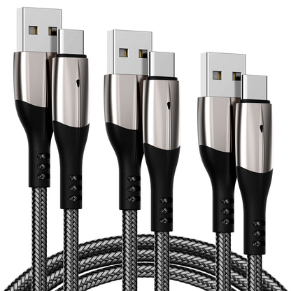 GUSGU USB A to C Charging Cable [3-Pack, 6ft] 60W Nylon Braided USB-C Charger Cable