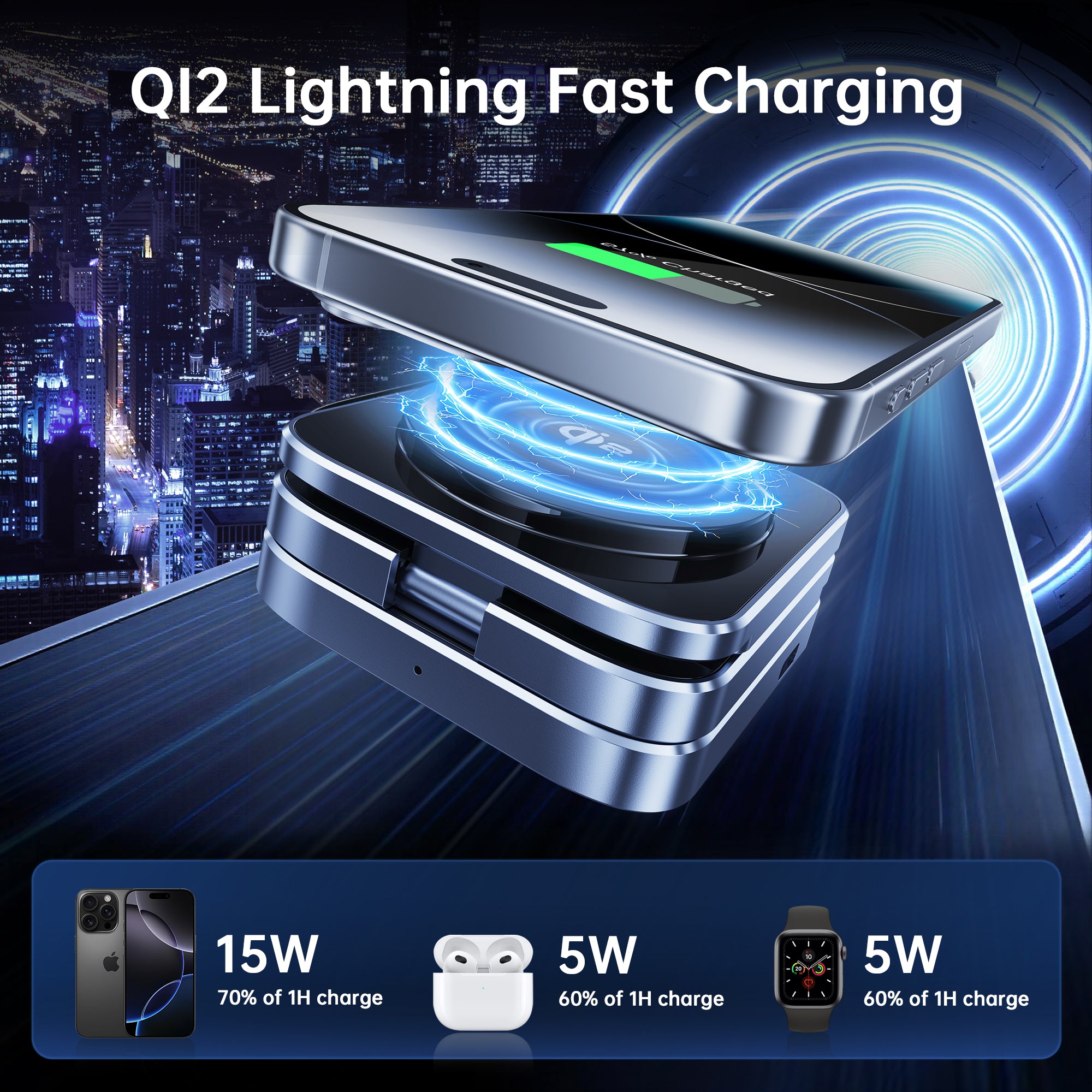 GUSGU C2M-Fold QI2 Wireless Charging Station