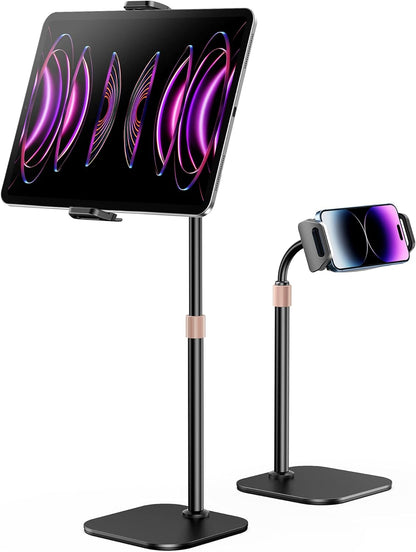 GUSGU Tablet Stand for Desk, Adjustable Height & Upgraded Clamp