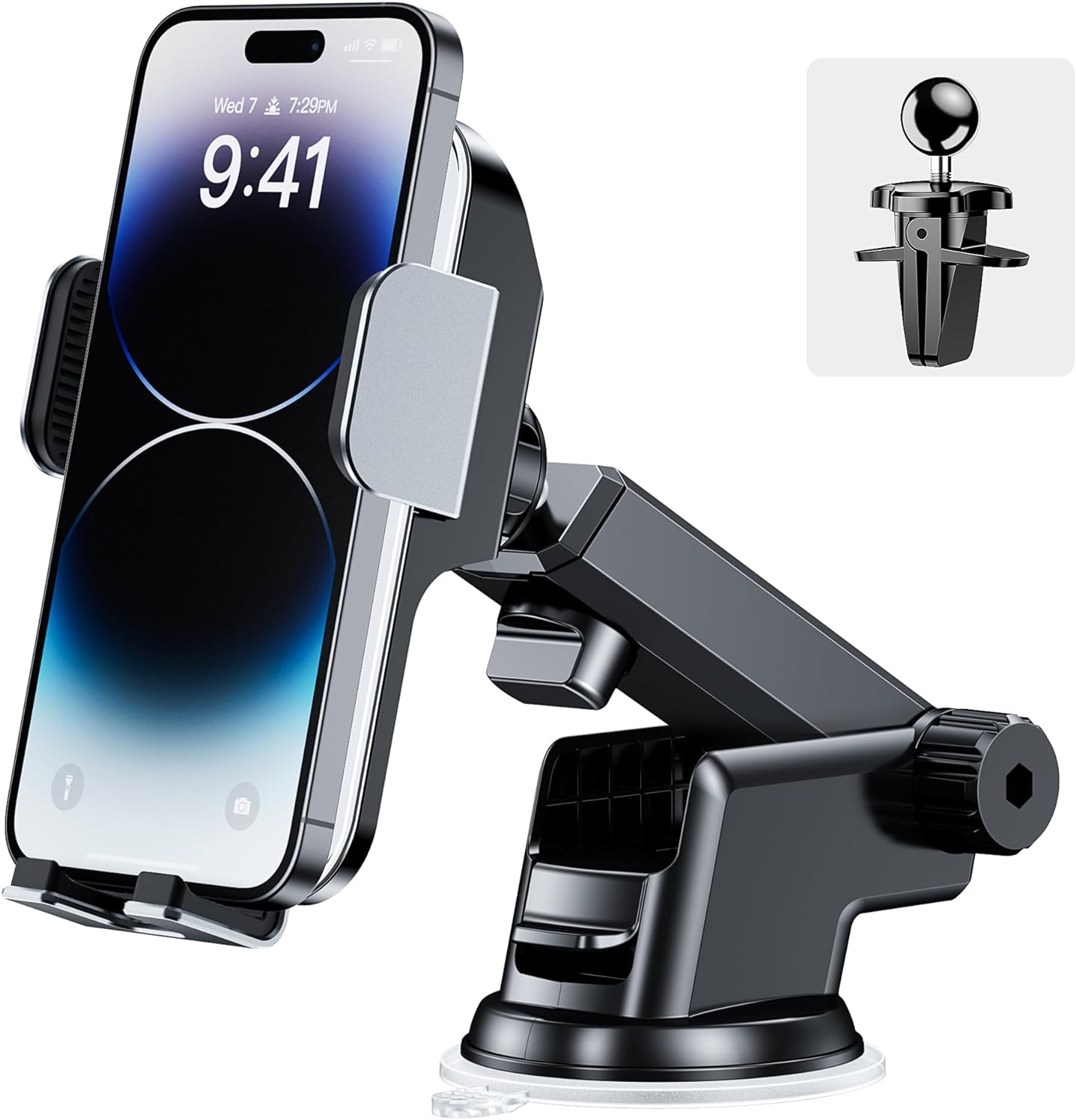 GUSGU Car Phone Holder, Windshield, Dashboard, Vent, 3in1 Automatic Phone Mount for car